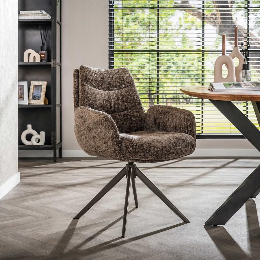 LifestyleFurn Draaibare Eetkamerstoel Kristee Chenille Taupe Bruin