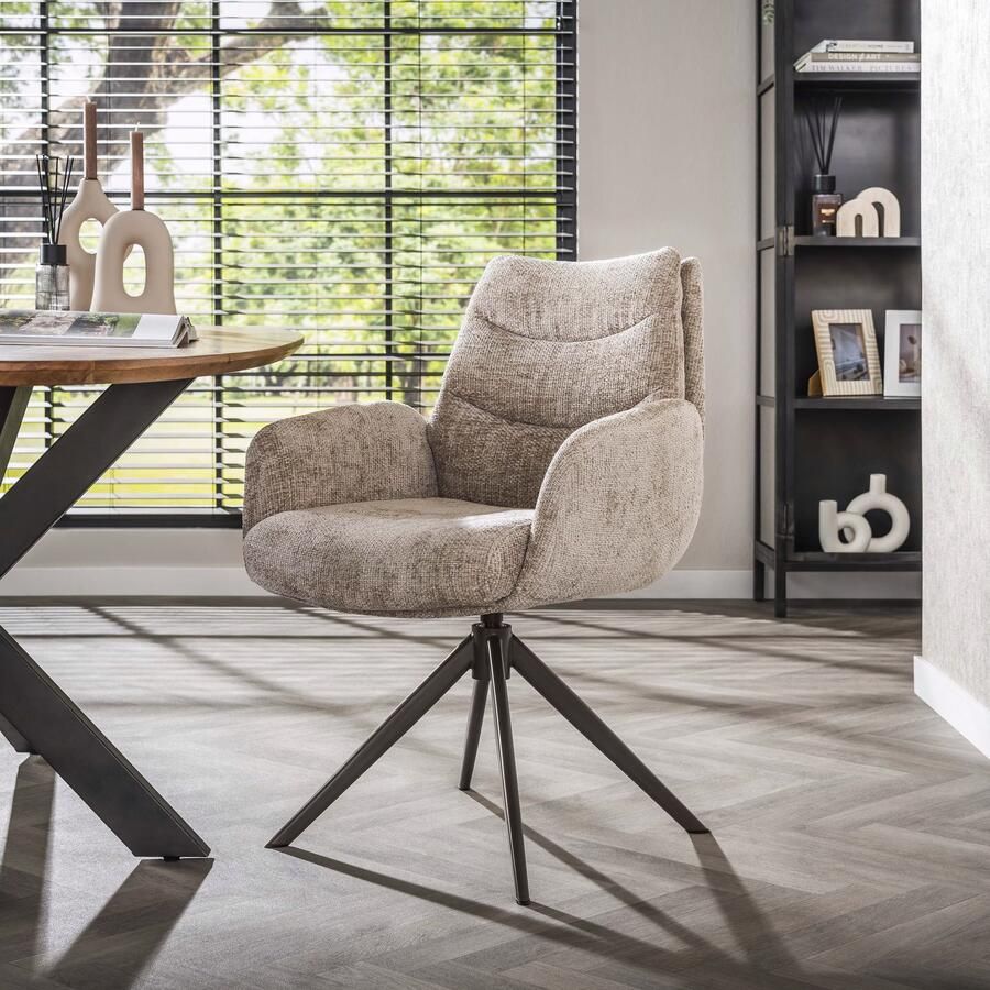 LifestyleFurn Draaibare Eetkamerstoel Kristee Chenille Zand Bruin