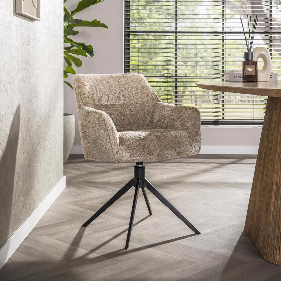 LifestyleFurn Draaibare Eetkamerstoel Lavonne Alura stof Zand