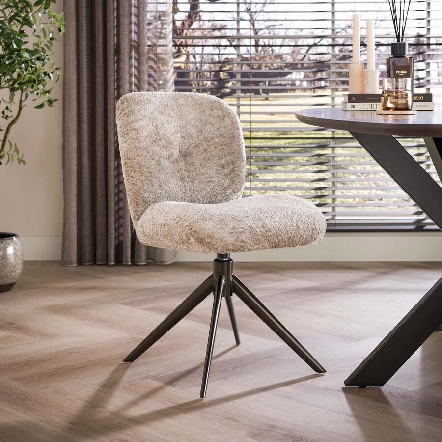 LifestyleFurn Draaibare Eetkamerstoel Lovie Alura stof Zand Bruin