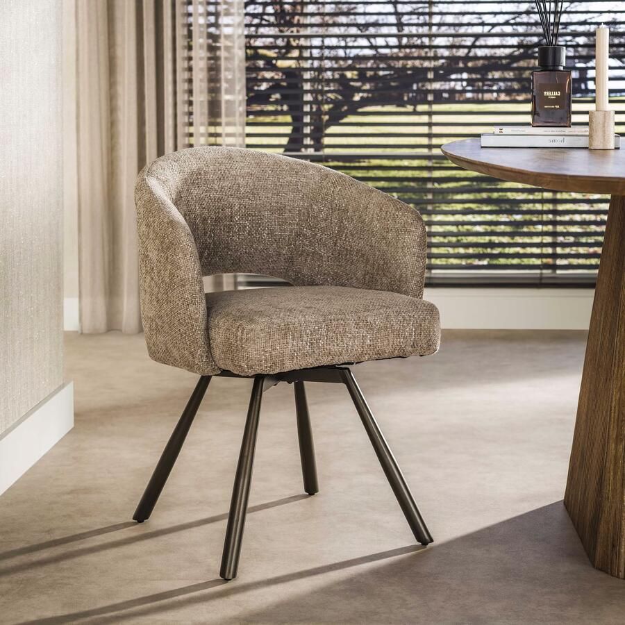 LifestyleFurn Draaibare Eetkamerstoel Shakemia Cargo stof Zand Bruin