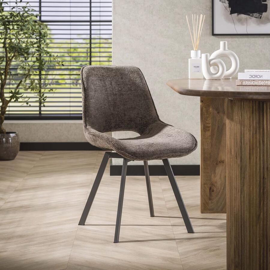 LifestyleFurn Draaibare Eetkamerstoel Tamaine Chenille Taupe