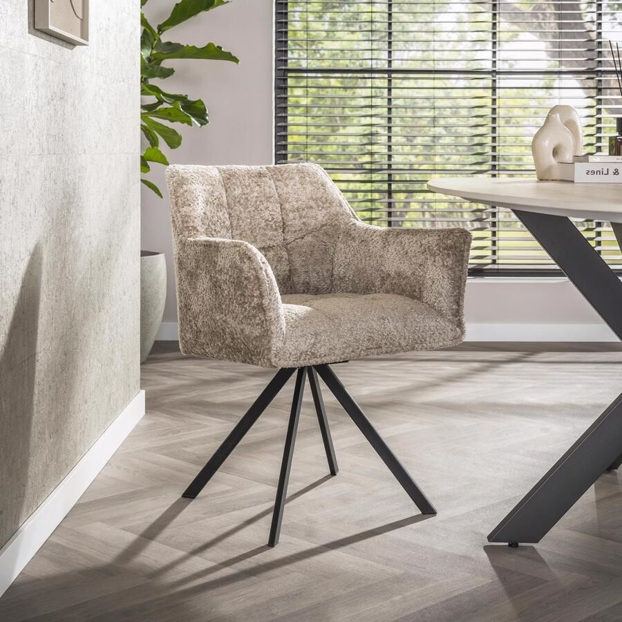LifestyleFurn Draaibare Eetkamerstoel Thandie Alura stof Zand
