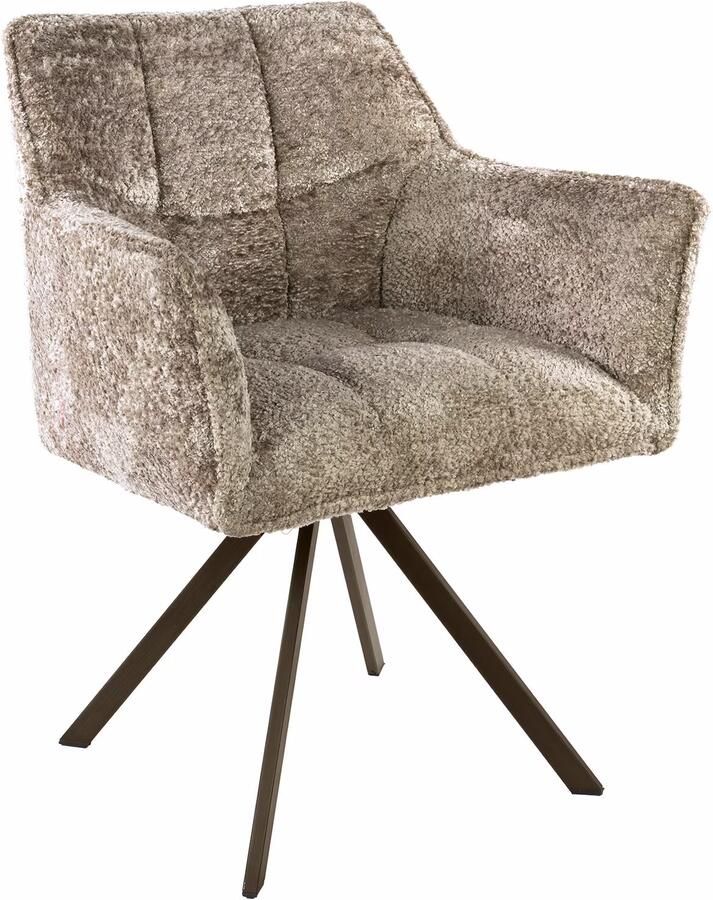 LifestyleFurn Draaibare Eetkamerstoel Thandie Alura stof Zand Bruin