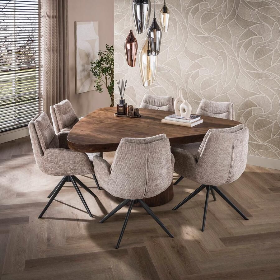 LifestyleFurn Driehoekige Eettafel Willem Acaciahout 165 x 165cm Bruin