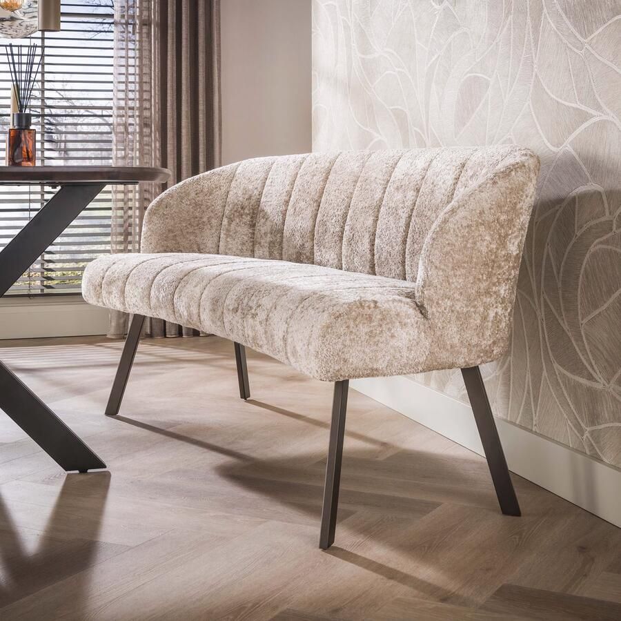 LifestyleFurn Eetkamerbank Amol Alura stof 190cm Zand Bruin