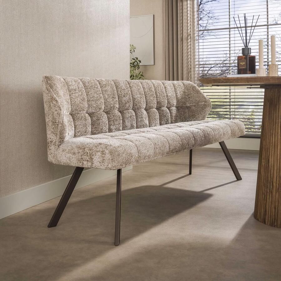 LifestyleFurn Eetkamerbank Thandie Alura stof Zand Bruin