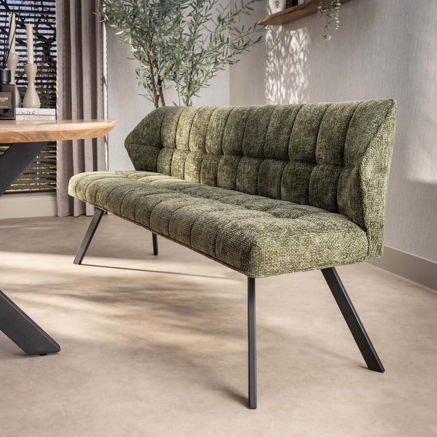 LifestyleFurn Eetkamerbank Thandie Hoven stof 180cm Groen