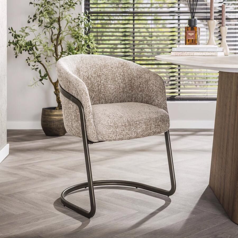 LifestyleFurn Eetkamerstoel Lannie Geweven stof Zand