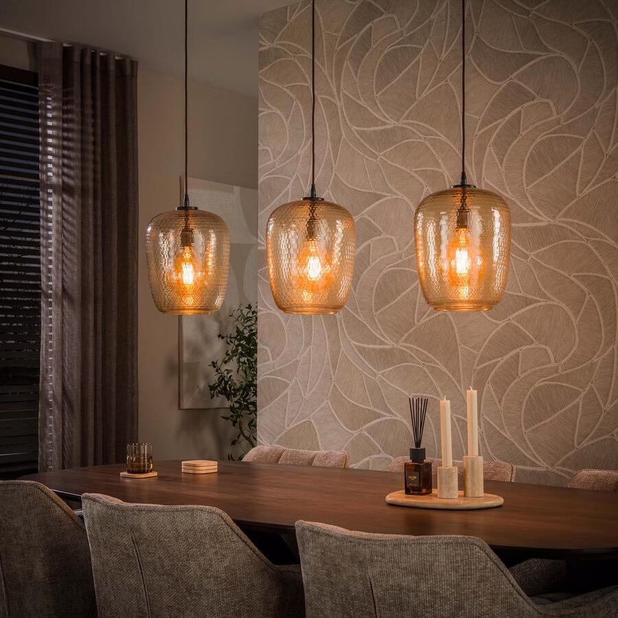 LifestyleFurn Hanglamp Caitlynn 3-lamps Amber