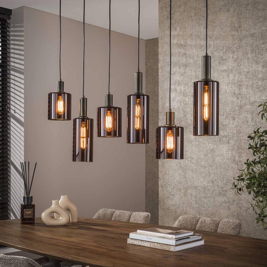 LifestyleFurn Hanglamp Deatra 6-lamps Sienna brown