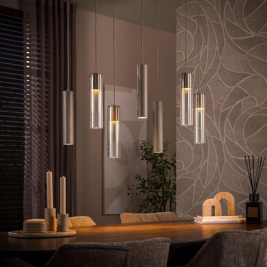 LifestyleFurn Hanglamp Denese 4+3-lamps Amber Beige