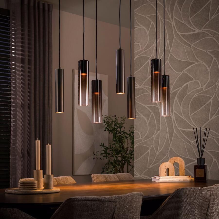 LifestyleFurn Hanglamp Denese 4+3-lamps Bruin