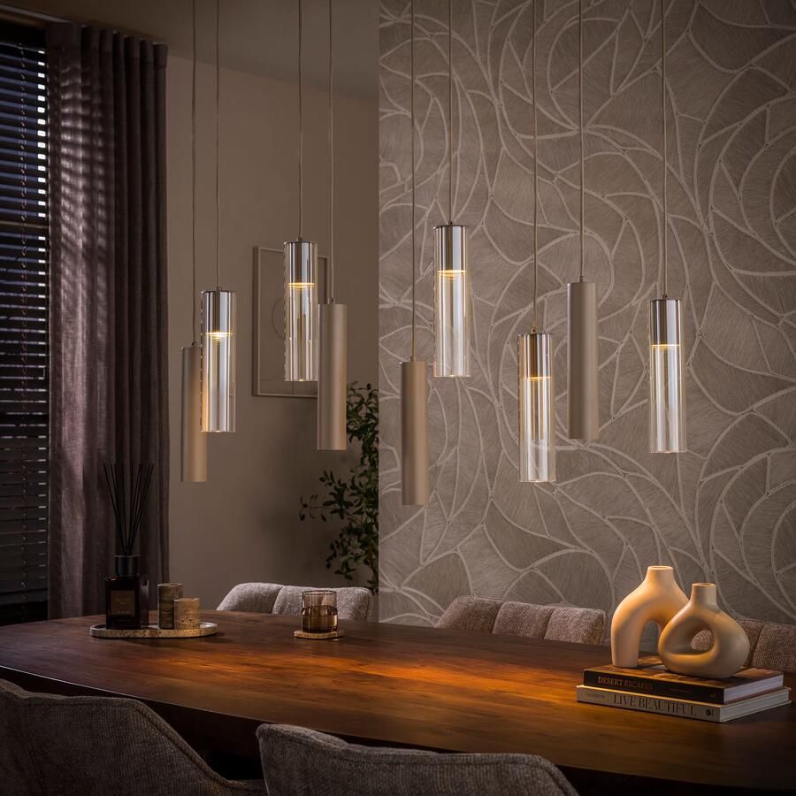 LifestyleFurn Hanglamp Denese 5+4-lamps Amber Beige