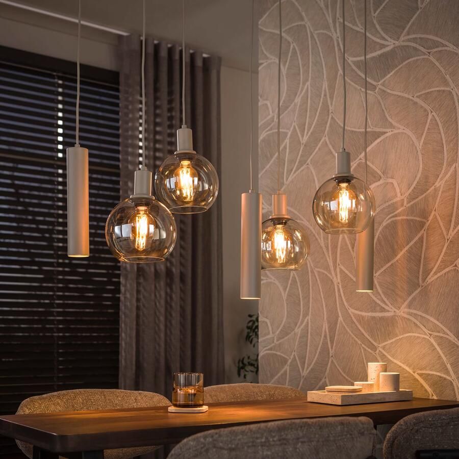 LifestyleFurn Hanglamp Janetta Glas 4+3-lamps Beige
