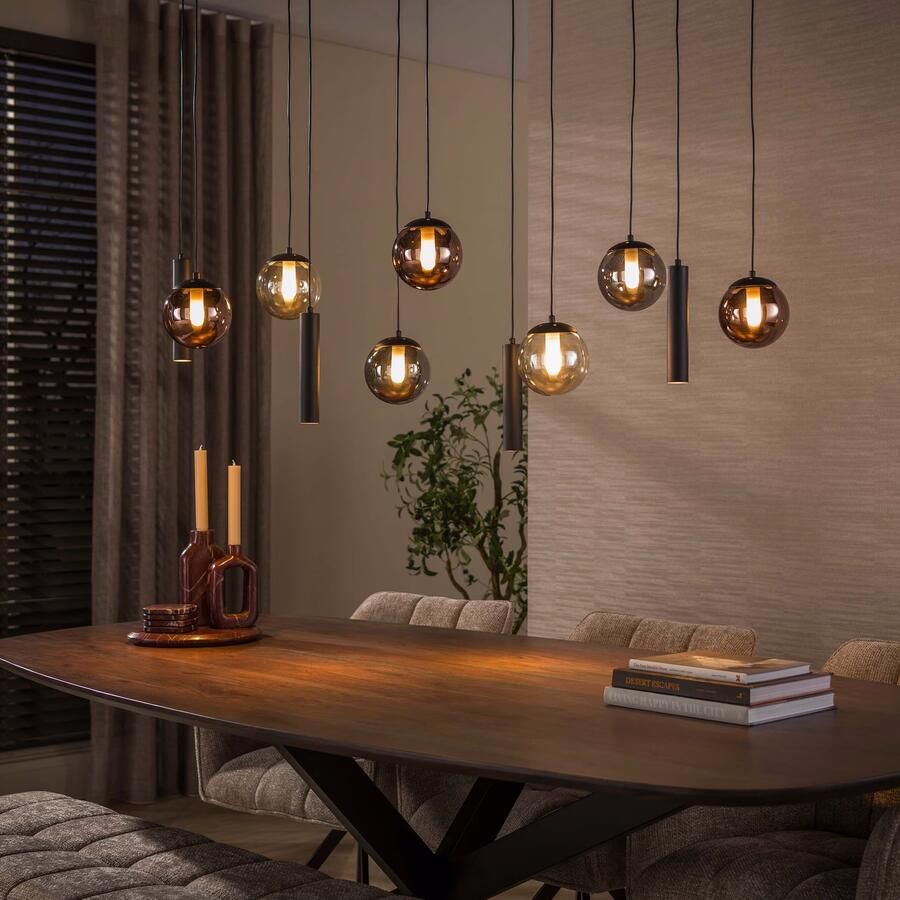 LifestyleFurn Hanglamp Kaylene 6+5-lamps Zwart