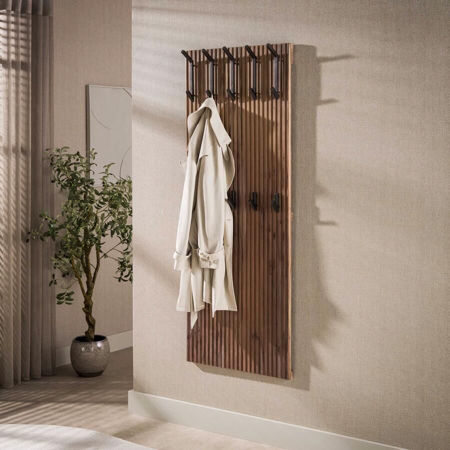 LifestyleFurn Kapstok Aruna Acaciahout Met 10 haken Bruin