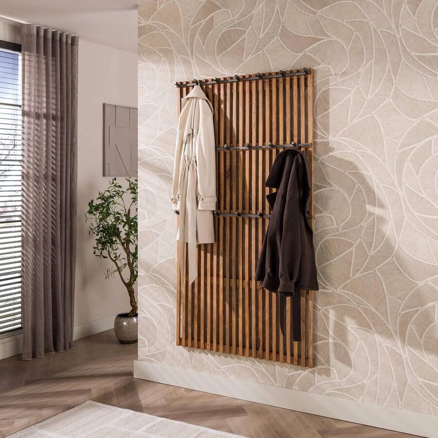 LifestyleFurn Kapstok Darah Latjes Mangohout met 20 haken Bruin