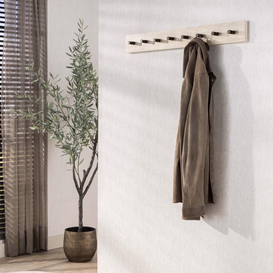 LifestyleFurn Kapstok Markita Staal en travertinlook Met 8 haken Drift Brown
