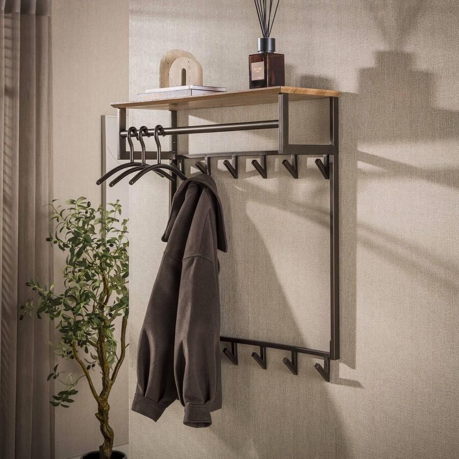 LifestyleFurn Kapstok Tekia Met 2 x 6 haken Brons