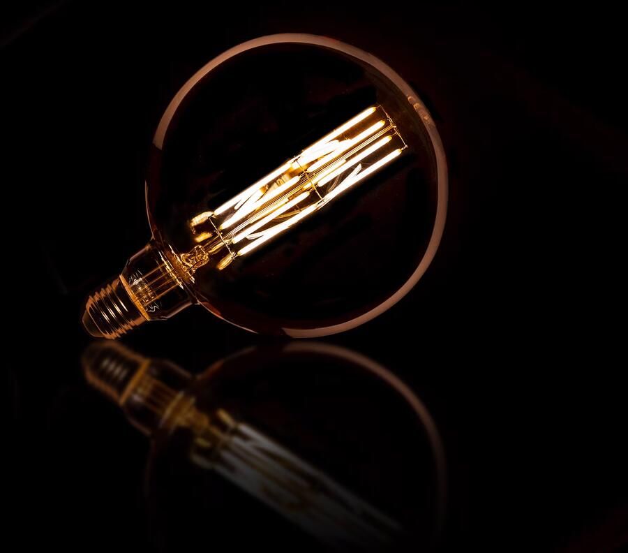 LifestyleFurn Kooldraadlamp LED Bol Ø15cm Amberkleurig Dimbaar