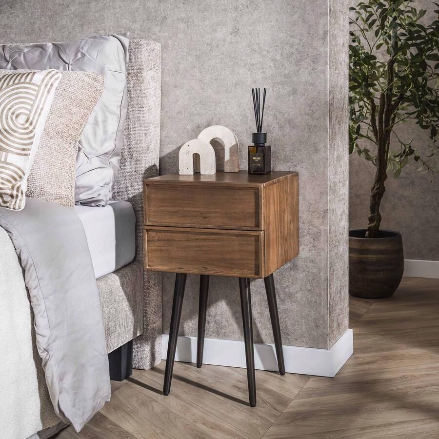 LifestyleFurn Nachtkastje Baila Acaciahout Massief acacia bruin