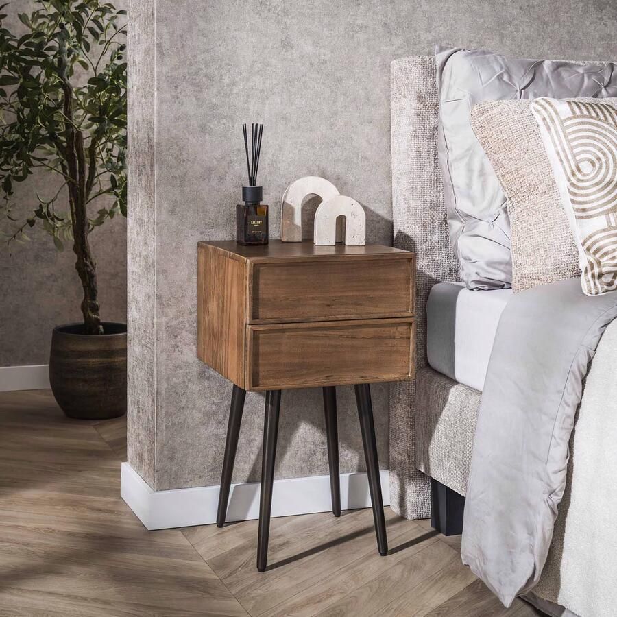 LifestyleFurn Nachtkastje Baila Acaciahout Massief acacia bruin