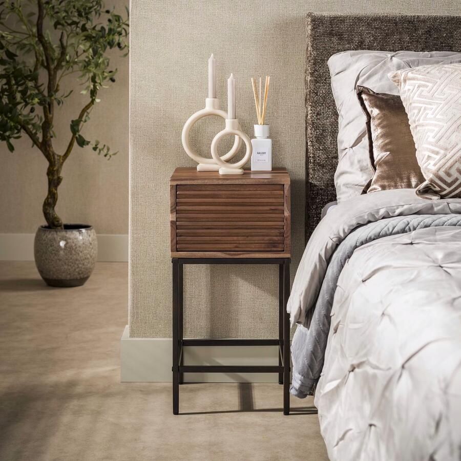 LifestyleFurn Nachtkastje Delilah Acaciahout Met 1 lade Bruin