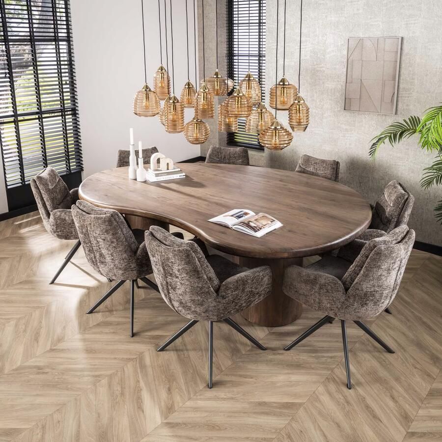 LifestyleFurn Organische Eettafel Cortina Acaciahout 244 x 165cm Massief acacia drift brown