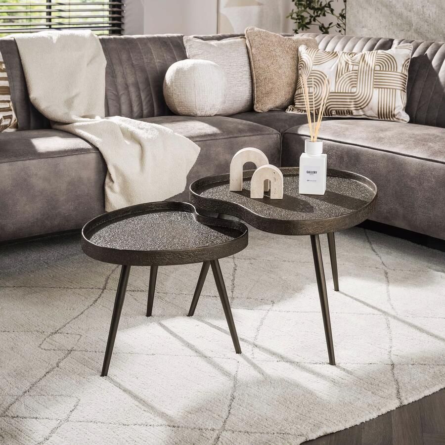 LifestyleFurn Organische Salontafel Ananda Brons Liquid Set van 2 stuks