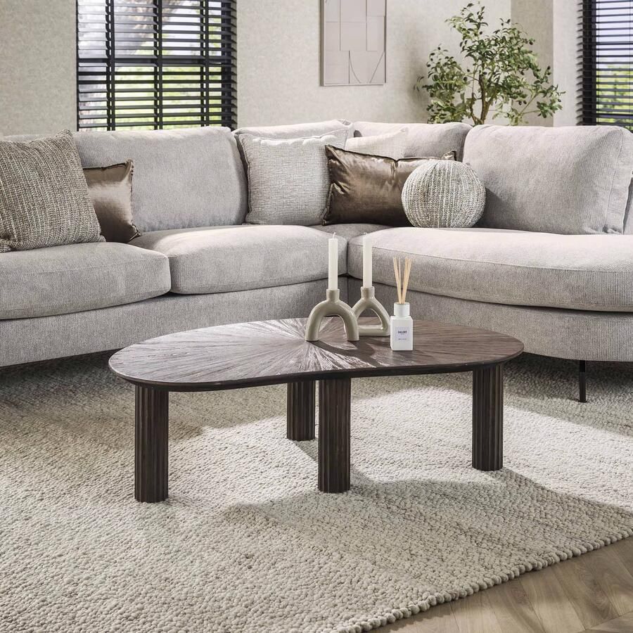 LifestyleFurn Organische Salontafel Sadaf Teakhout 110 x 68cm Teak rust brown