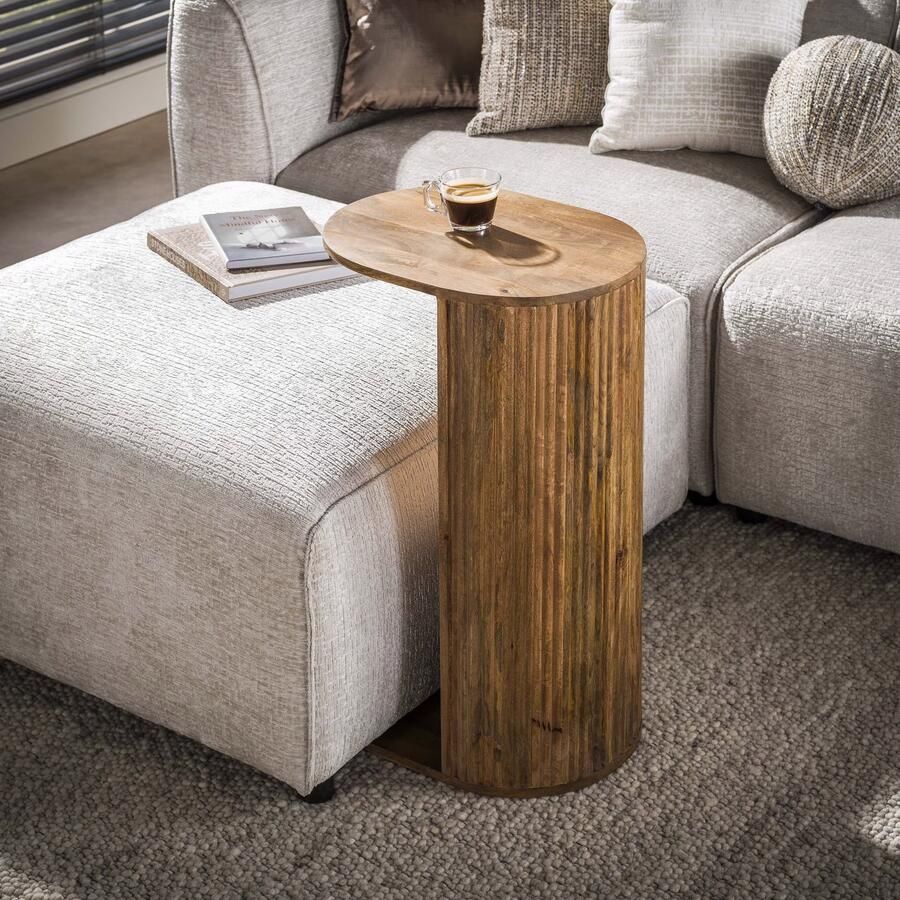 LifestyleFurn Ovale Laptoptafel Sharmila Mangohout 45 x 35cm Bruin Ovaal