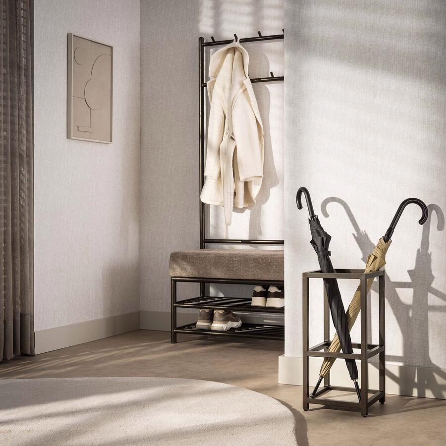 LifestyleFurn Parapluhouder Markita Staal en travertinlook Drift Brown