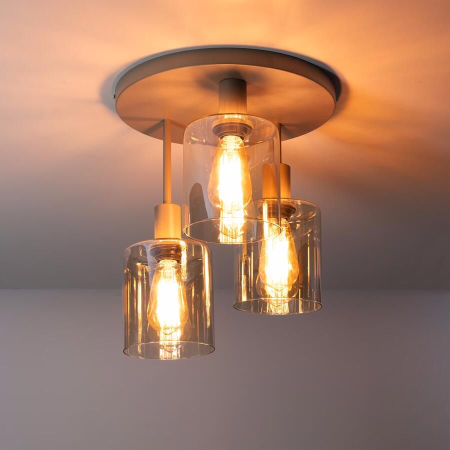 LifestyleFurn Plafondlamp Deatra 3-lamps Amber Beige
