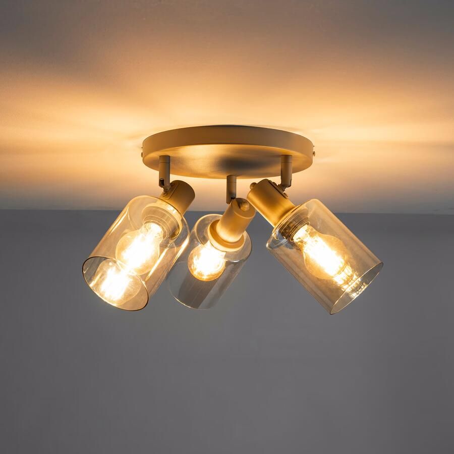 LifestyleFurn Plafondlamp Deatra Verstelbaar 3-lamps Amber Beige