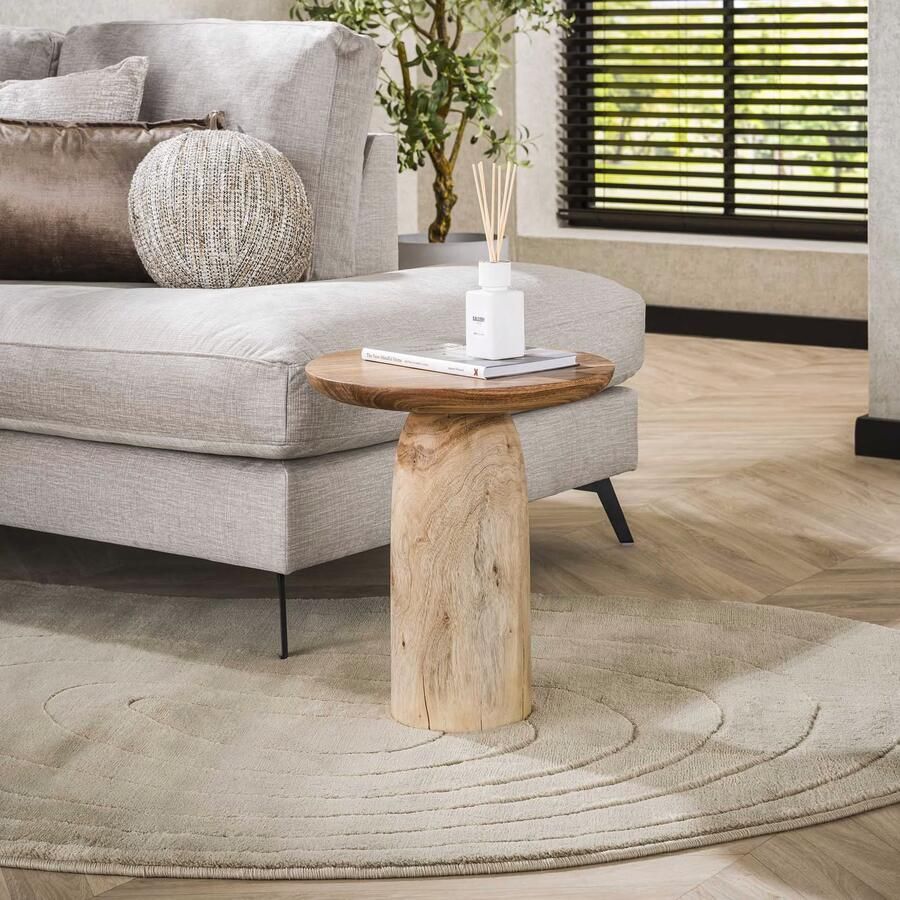 LifestyleFurn Ronde Bijzettafel Shavonna Acaciahout 40cm Massief acacia naturel
