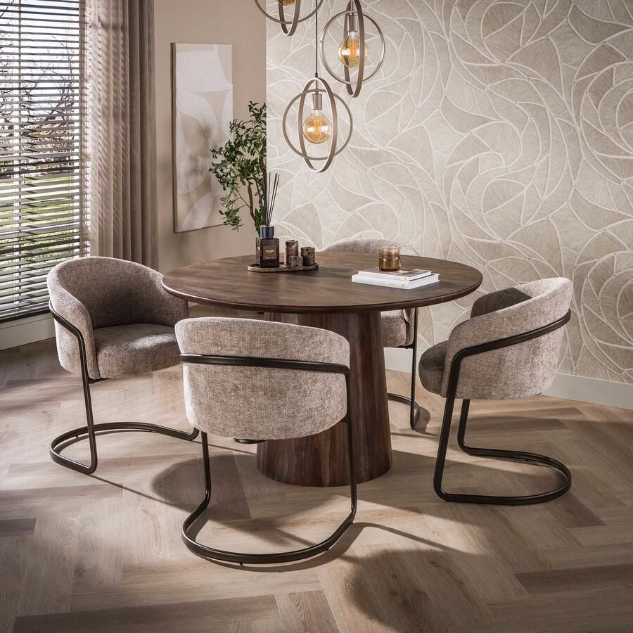 LifestyleFurn Ronde Eettafel Marlise Acaciahout 130cm Bruin