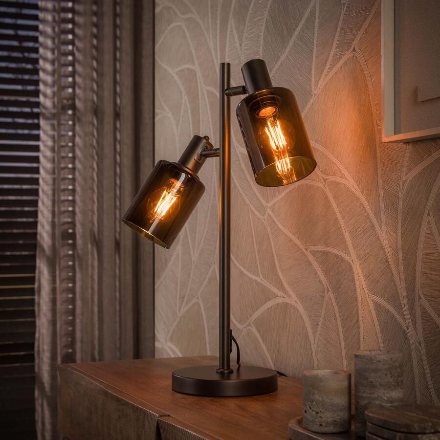 LifestyleFurn Tafellamp Deatra 2-lamps Sienna Bruin