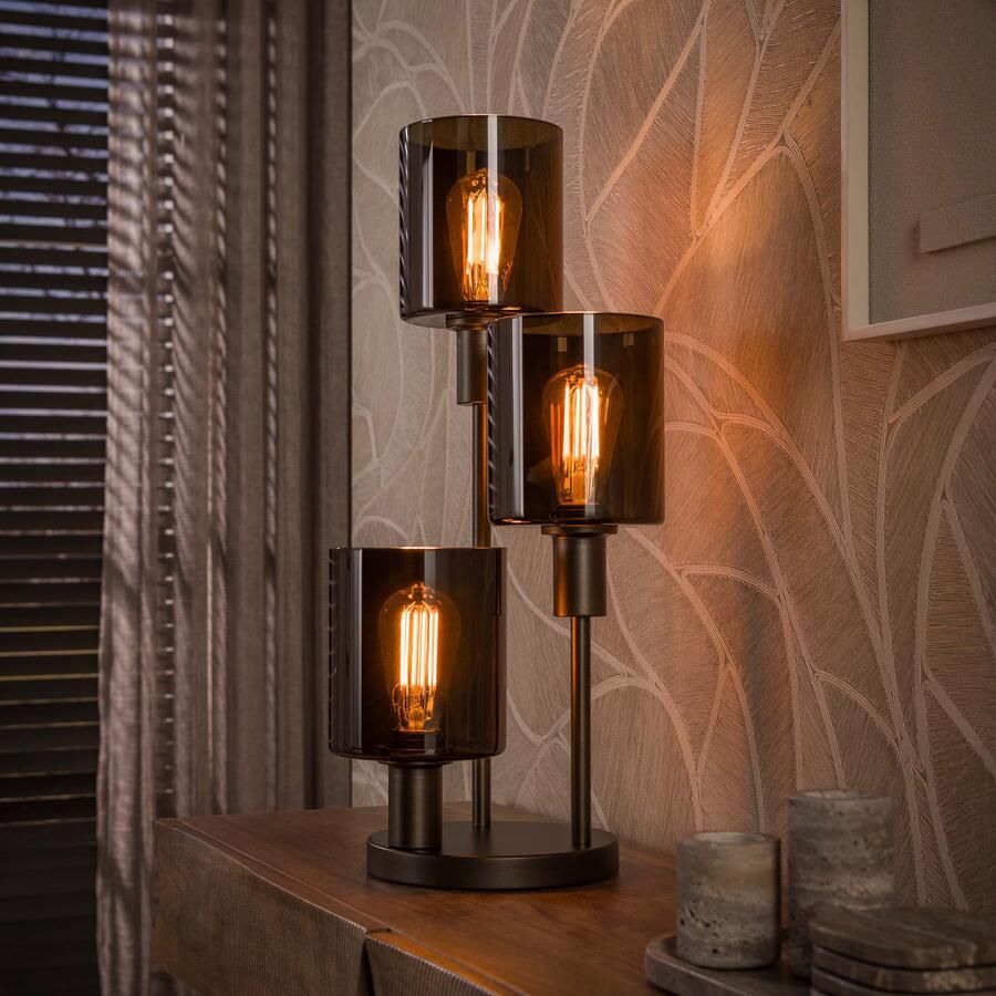 LifestyleFurn Tafellamp Deatra 3-lamps Bruin