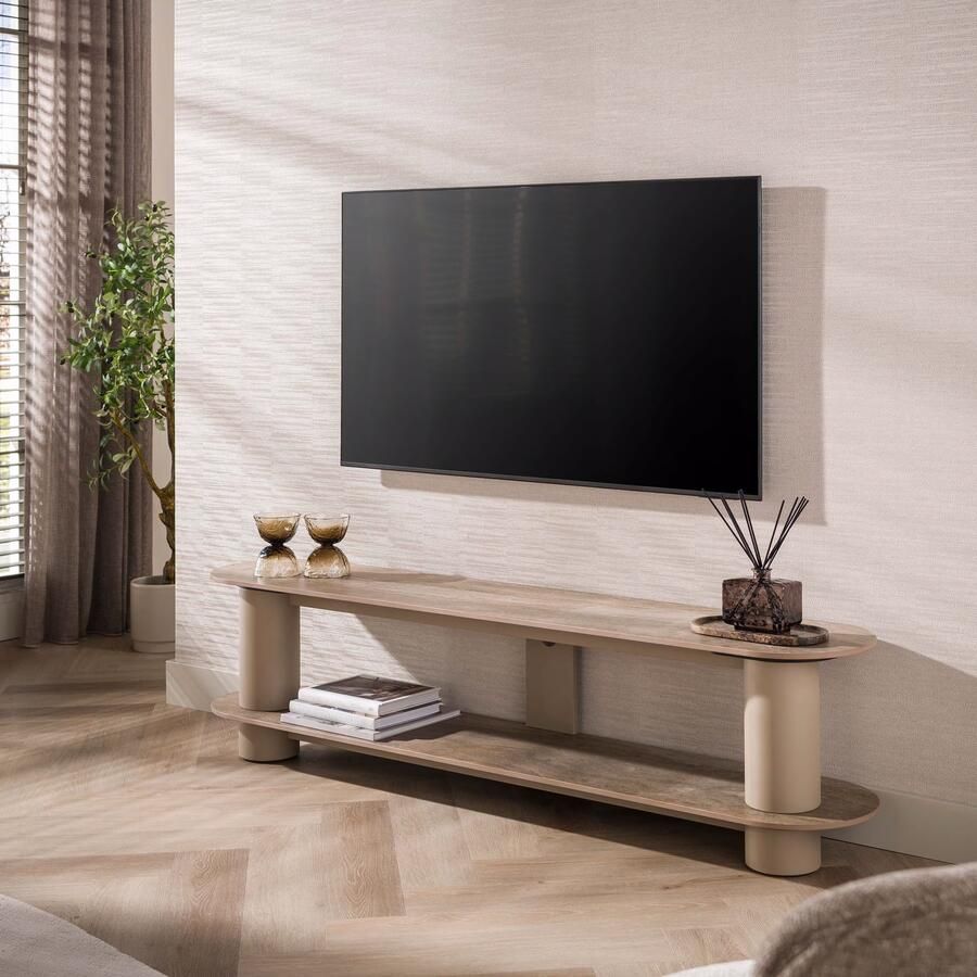 LifestyleFurn TV-meubel Atif Keramiek in travertinlook 180cm Beige
