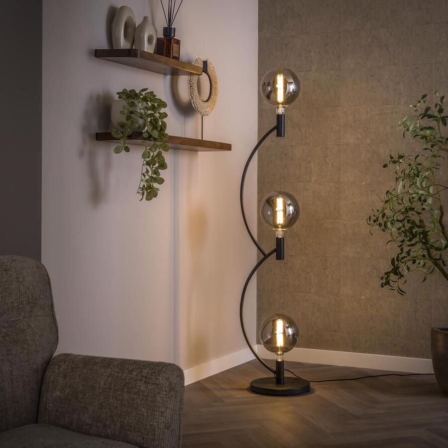 LifestyleFurn Vloerlamp Amado 3-lamps Artic zwart