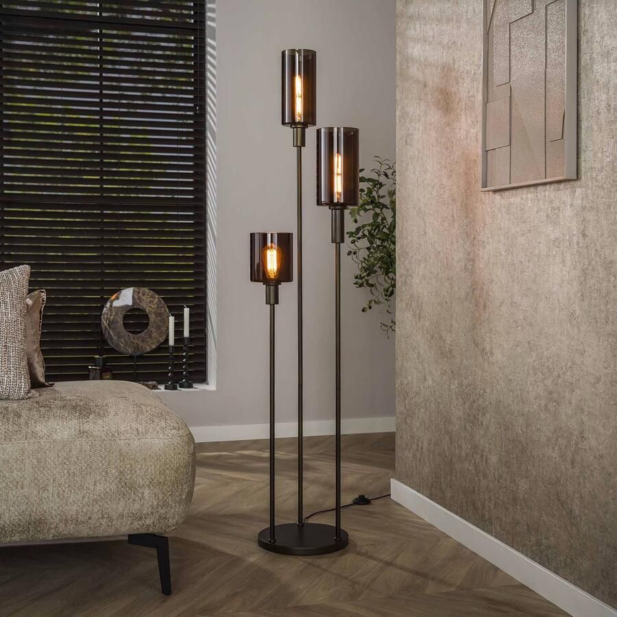LifestyleFurn Vloerlamp Deatra 3-lamps Sienna brown