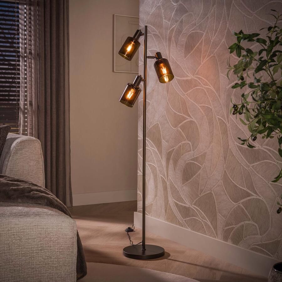 LifestyleFurn Vloerlamp Deatra 3-lamps Sienna Bruin