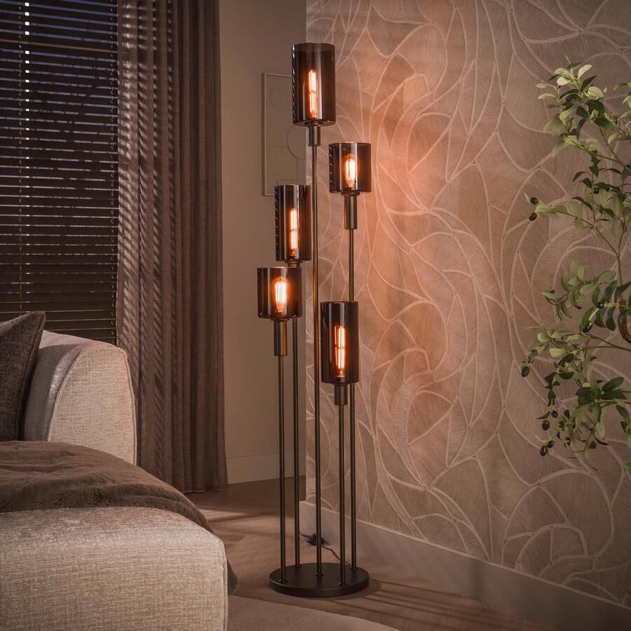 LifestyleFurn Vloerlamp Deatra 5-lamps Sienna Bruin