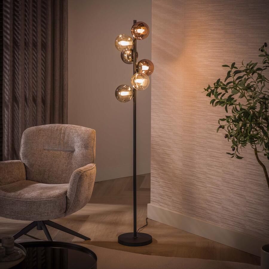 LifestyleFurn Vloerlamp Kaylene 6-lamps Zwart