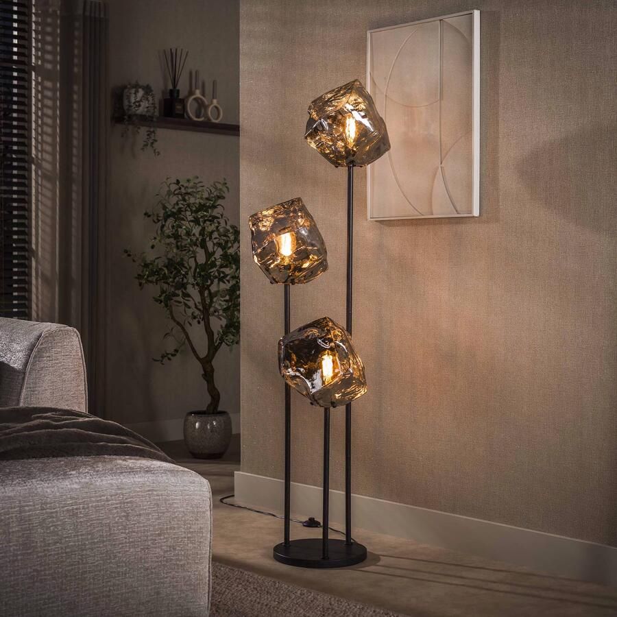 LifestyleFurn Vloerlamp Rock 3-lamps Chromed