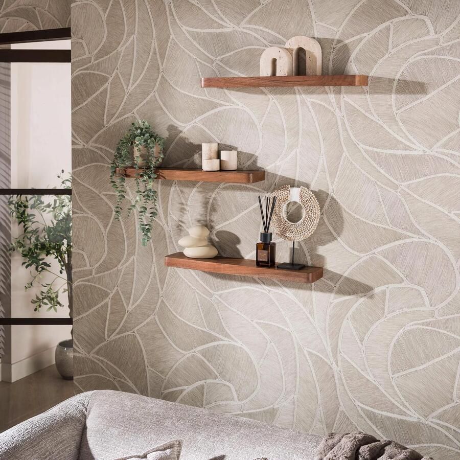 LifestyleFurn Wandplank Alania Aaciahout Set van 3 stuks Bruin