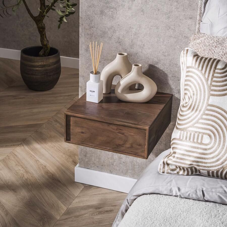 LifestyleFurn Zwevend Nachtkastje Baila Acaciahout Massief acacia bruin