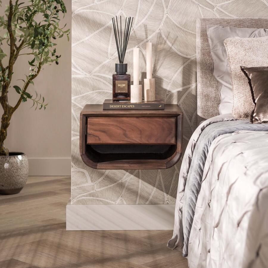 LifestyleFurn Zwevend Nachtkastje Crimson Acaciahout Met 1 lade Bruin