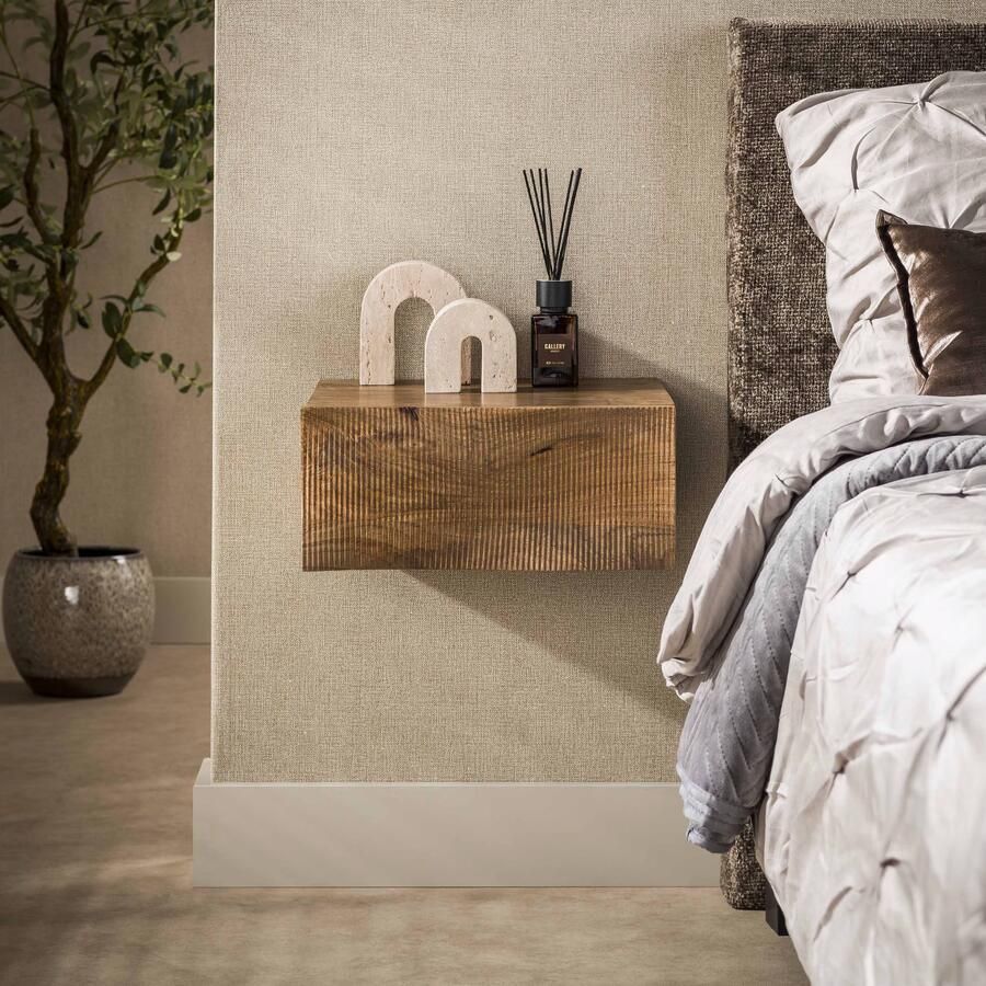 LifestyleFurn Zwevend Nachtkastje Dulse Mangohout Met 1 lade Bruin